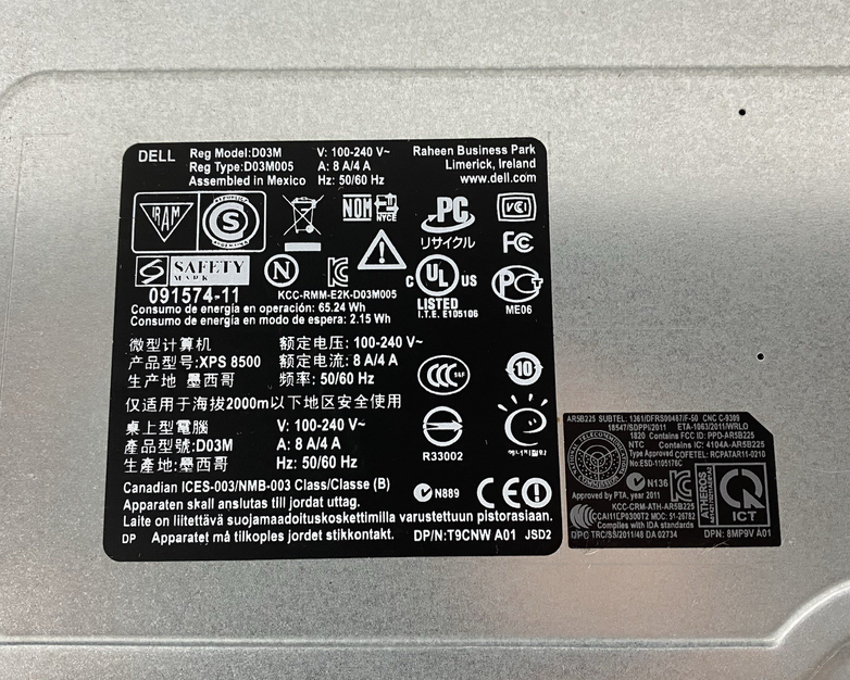 Dell XPS 8500 MT Intel Core i5-3550p 3.10GHz 8GB RAM No HDD No OS