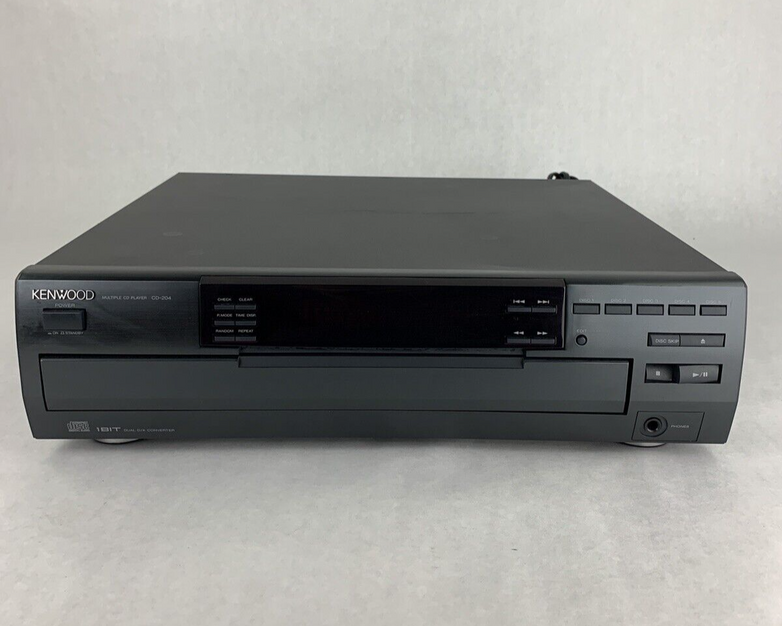 Kenwood CD-204 5-Disc CD Changer Missing Remote Broken Stop/Pause Buttons Tested