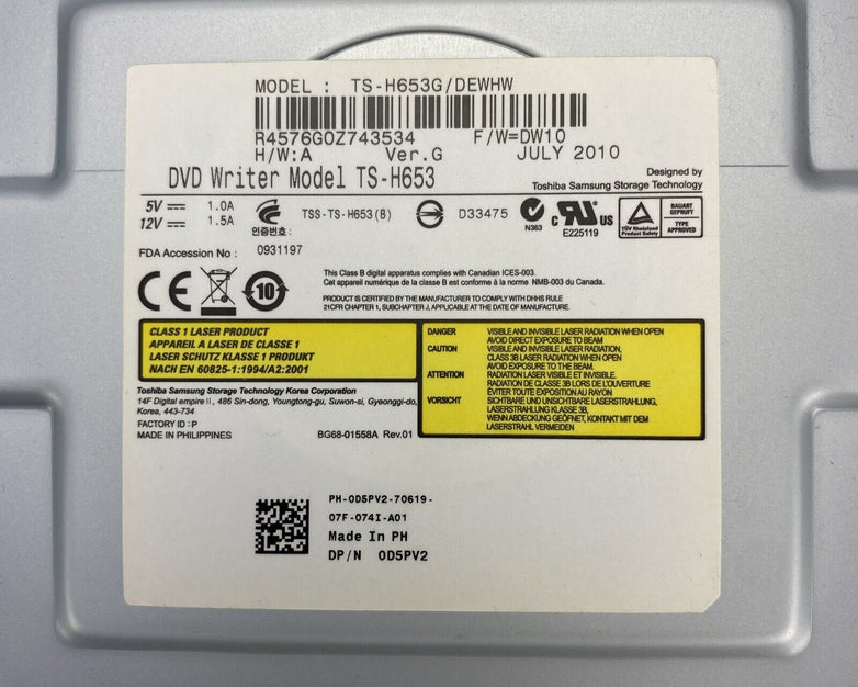 DVD-CD Rewritable Drive Model TS-H653H DP/N 01Y66R Lot Of 5