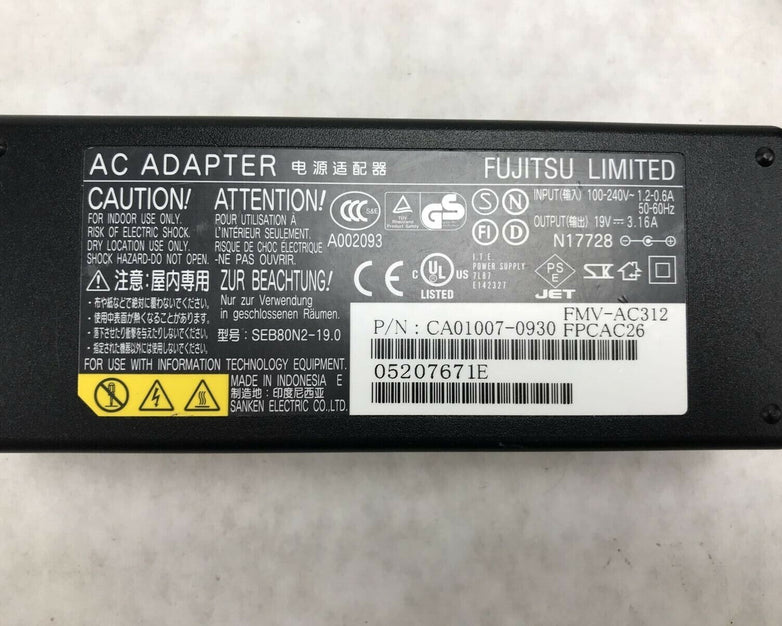Fujitsu AC Adapter CA01007-0930 Laptop Charger 19V 3.16A 60W with Power Cord