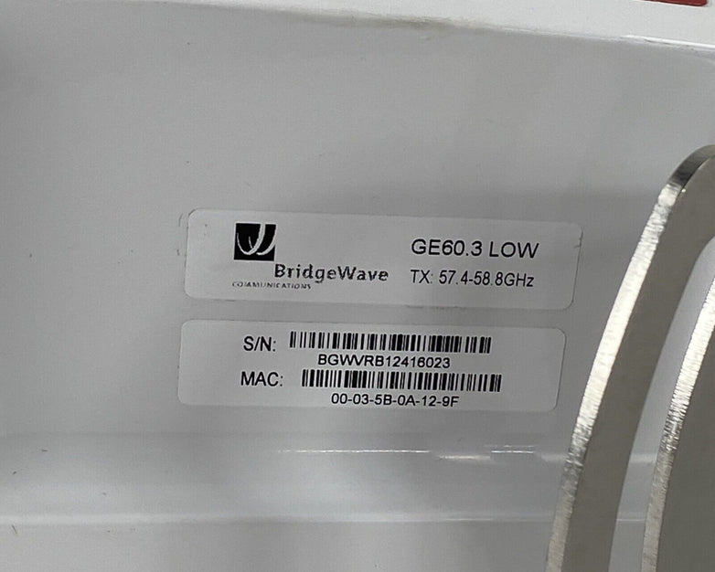 BridgeWave GE60.3 High / GE60.3 Low Wireless Gigabit Ethernet Link