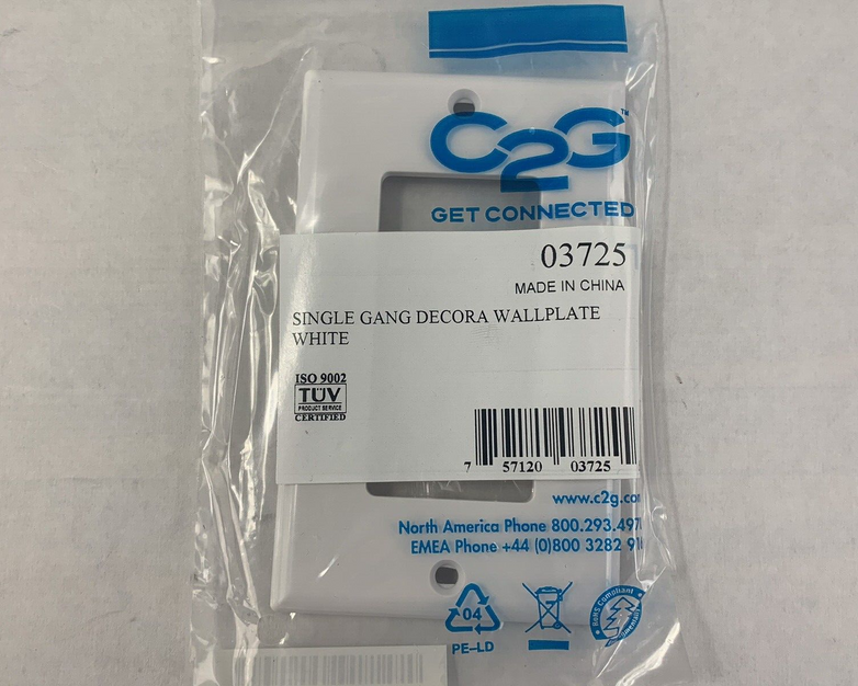 Lot of 5 C2G 03725 Decorative One Cutout Single Gang Wall Plate - White