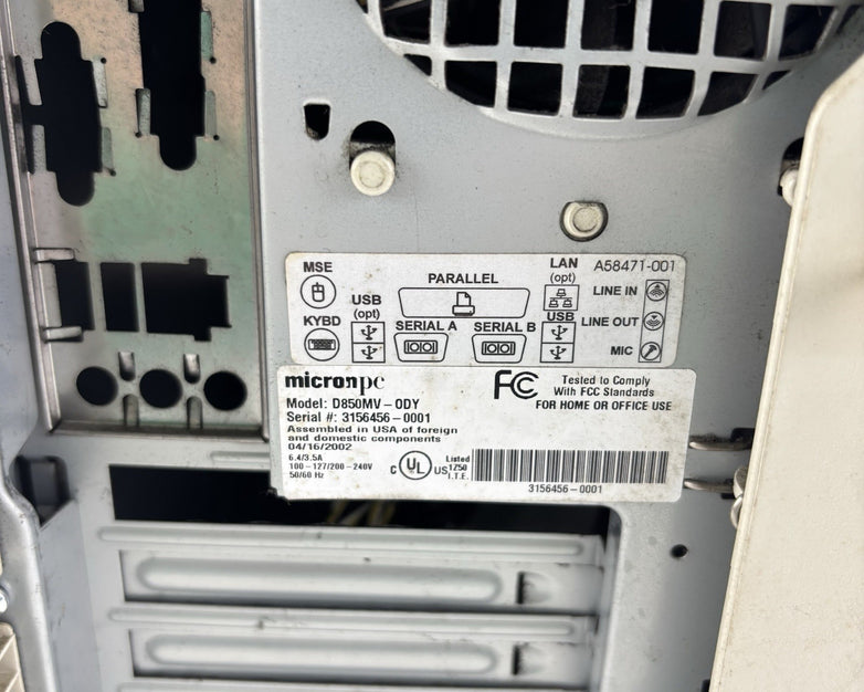 MicronPC ClientPro D850MV-ODY Barebones Computer Chassis W/ Power Supply Only