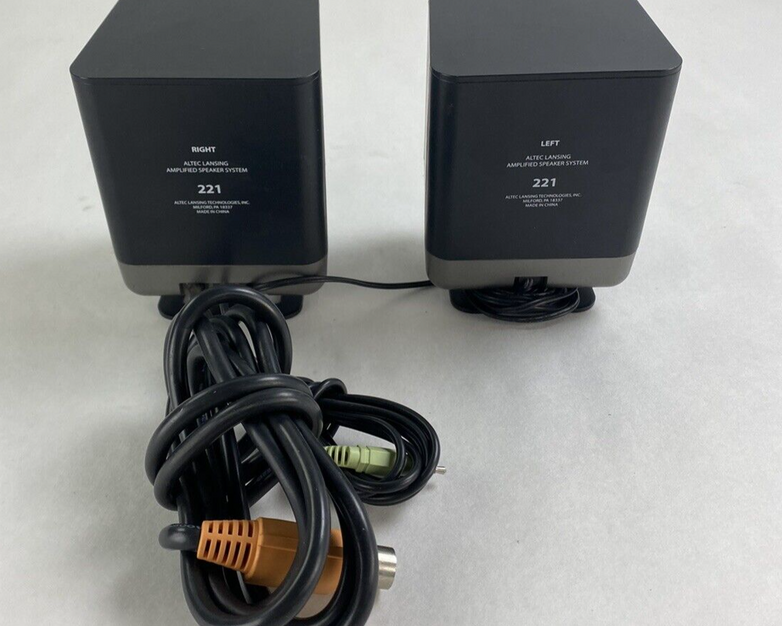 Altec Lansing Pair of Mini Portable Computer Speakers 221 For Parts or Repair