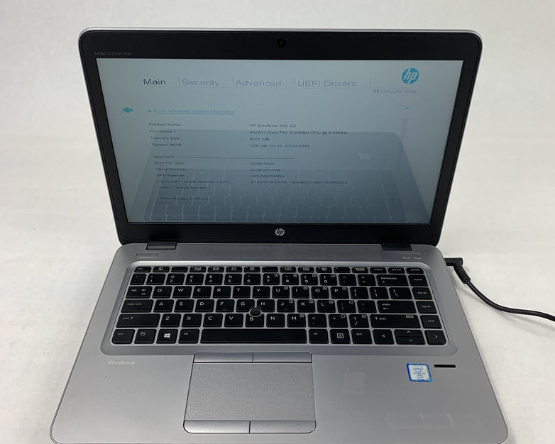 HP EliteBook 840 G3 14" Laptop i5-6300U 2.4GHz 8GB Ram No OS No HDD No AC No Bat