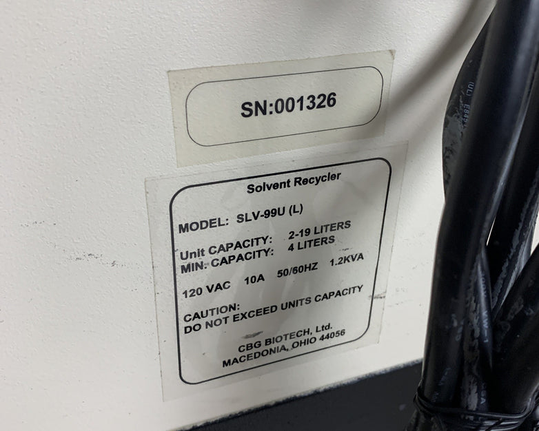 CBG Biotech SLV-99U (L) Xylene and Alcohol Solvent Recycling System Power On