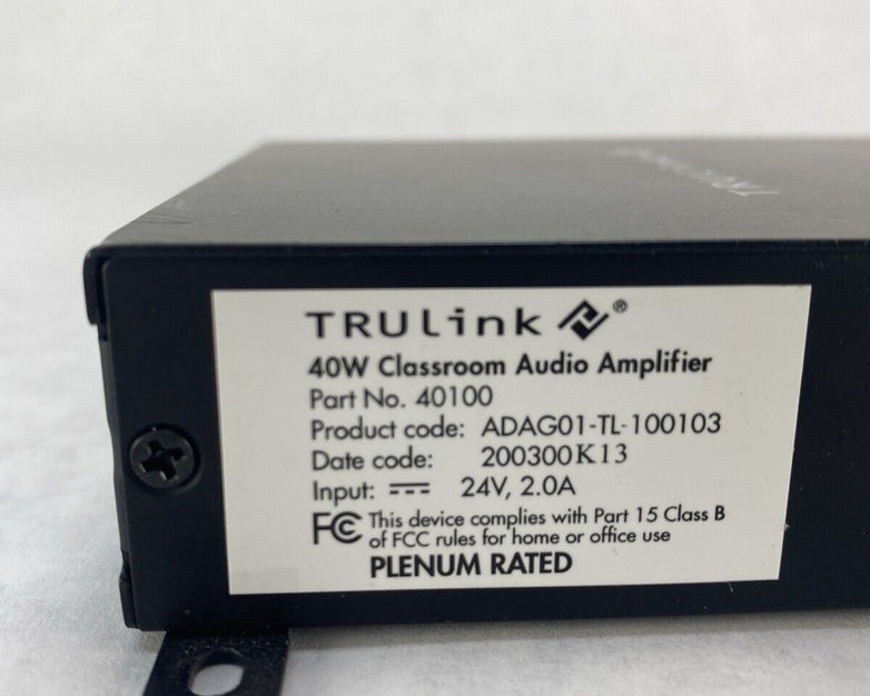 TRUlink 40100 Classroom Meeting Room Audio Amplifier 40W NO ACCESSORIES