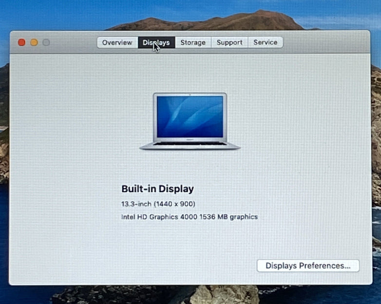 Apple MacBook Air A1466 2012 13" 1.8GHz i5 4GB RAM 250GB SSD os10.15.7 364Cycles