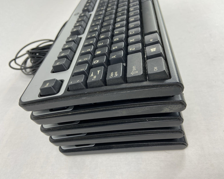 Lot of 5 (Five) Hewlett Packard HP KU-0316 Black/Silver Wired USB
