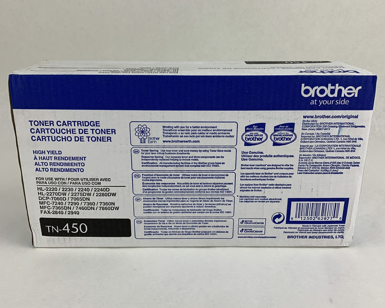 Brother TN-450 High Yield Black Toner Cartridge OEM New Sealed Box