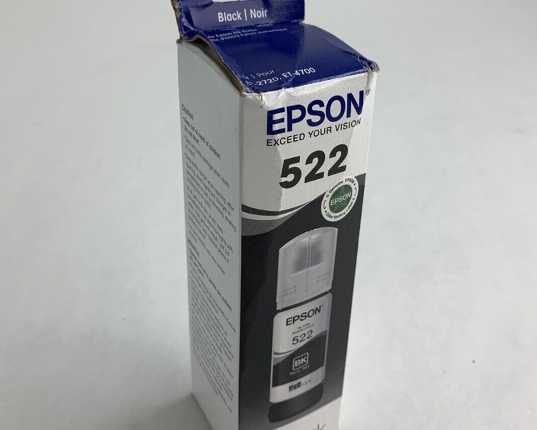 Epson 522 Ecotank T522120-S Black Ink Bottle 65mL Exp 02/2026 OEM Sealed