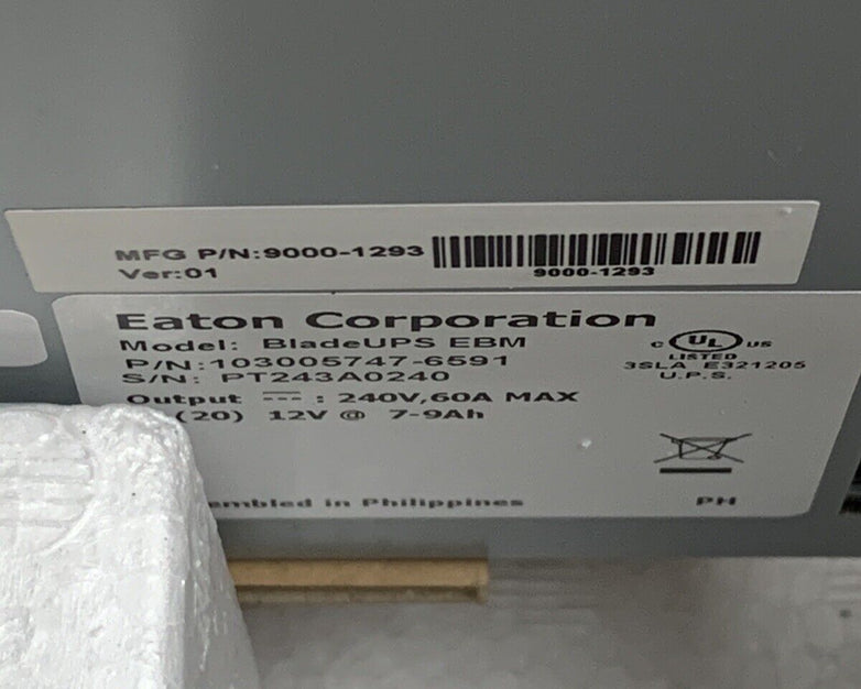 Eaton 103005747-6591 Blade UPS Extended Battery Module Recharge Date 3/14/2024