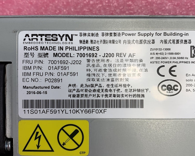 Artesyn 7001692-J200 Rev AF 1400W Switching Power Supply