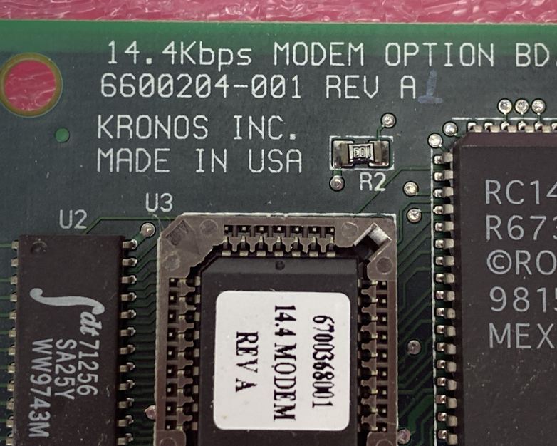 Kronos 6600204-001 Rev A 14.4Kbps Modem Card