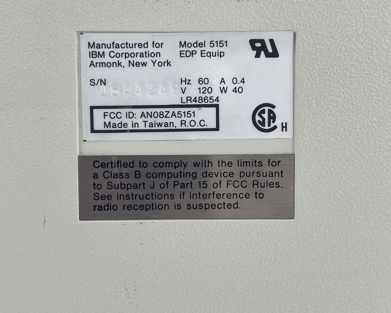 Vintage IBM 5151 Personal Computer Display CRT Monitor Parts or Repair