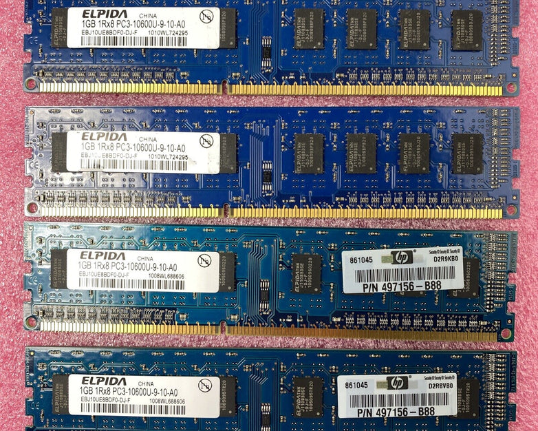 Lot( 10 ) 1GB Elpida EBJ10UE8BDF0-DJ-F 1Rx8 PC3-10600U-9-10-A0 RAM 497156-B88