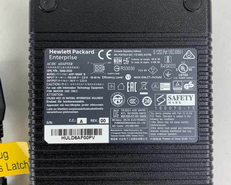 HP AC Adapter ADP-180AR B P/N 5066-5559 180W 54V 3.33A w/Cord