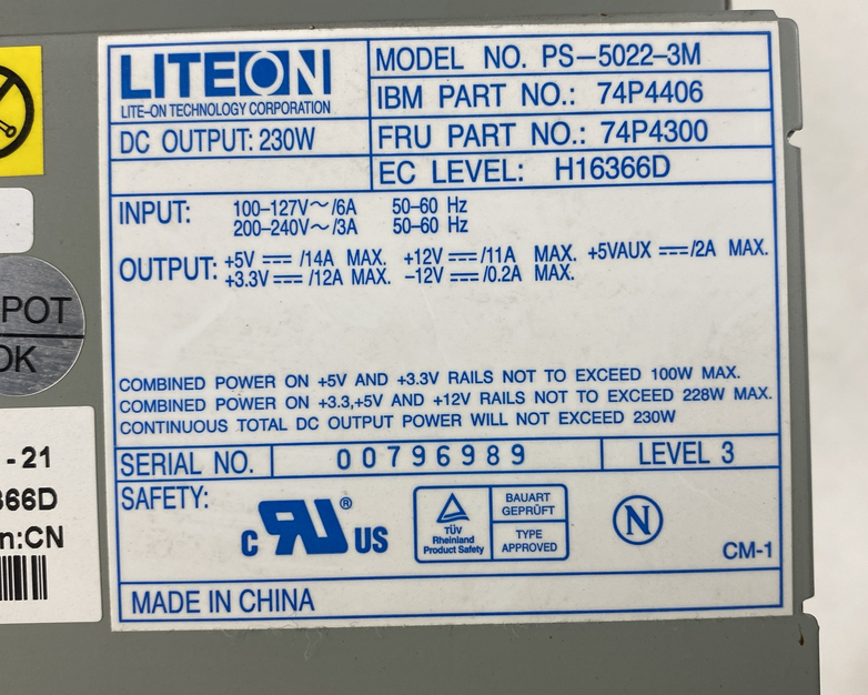 LiteOn PS-5022-3M 230W Power Supply Tested