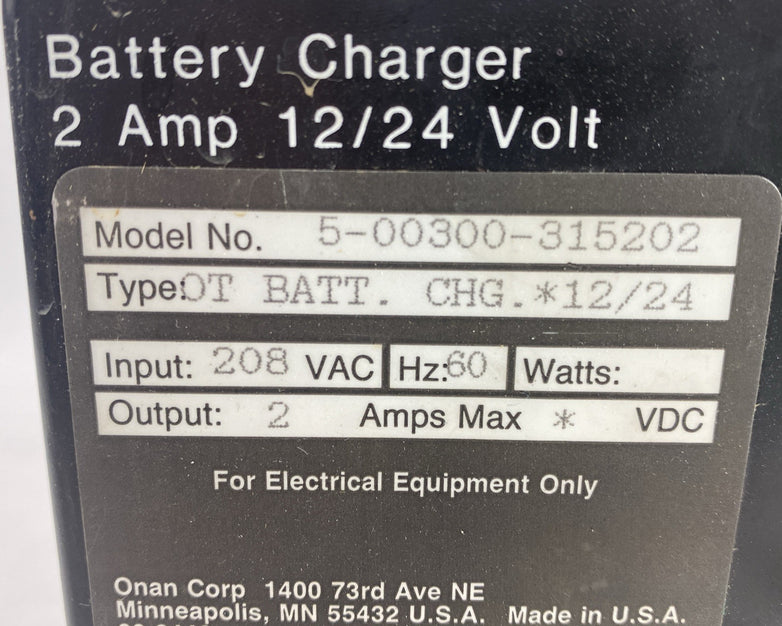 Onan OT Battery Charger Model 5-00300-315202 2 Amp 12/24 Volt - Parts or Repair