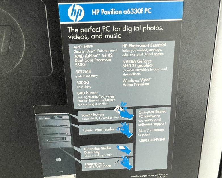 HP Pavilion a6330f MT AMD Athlon 64 8L 5600+ 2.80 GHz 3 GB DVD-RW No HDD No OS