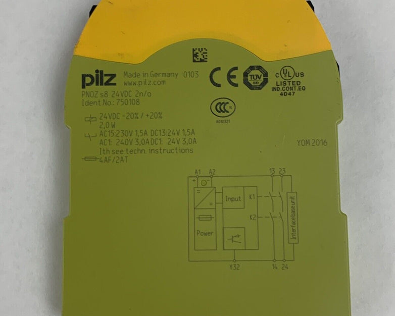Pilz 750108 PNOZ s8 24VDC Contact Expansion Module Missing Terminal Untested