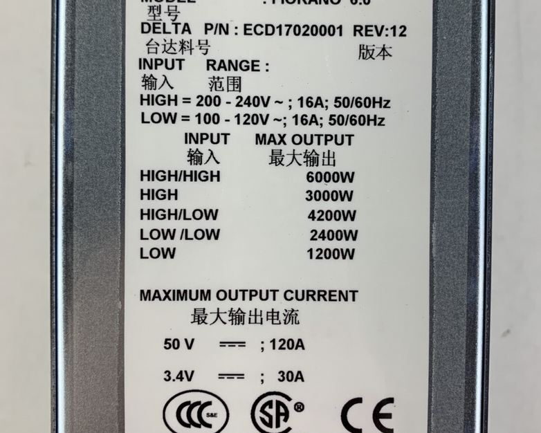 Cisco 341-0230-02 N7K-AC-6.0KW Delta ECD17020001 Nexus 7000 6000W Power Supply