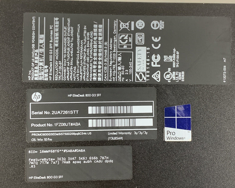 HP EliteDesk 800 G3 SFF Intel Quad Core i5-7500 3.40 GHz 8 GB RAM No HDD No OS