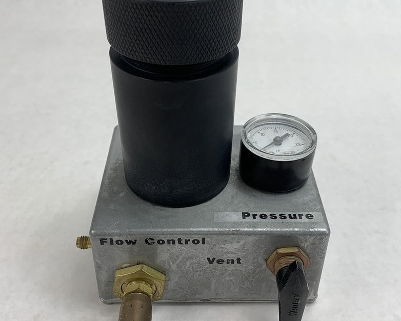 Pressure Compensated Flow Control Valve Vent With Container Vial