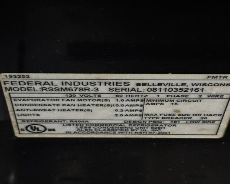 Federal Industries RSSM678R-3 Black 71" Self Serve Four Shelf Air Curtain Powers