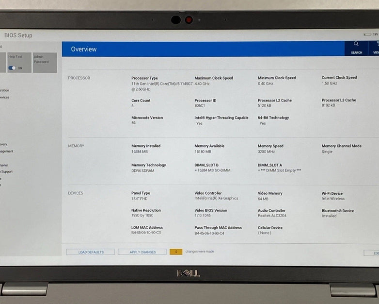 Dell Latitude 5520 Intel Core i5-1145G7 2.6 GHz 16 GB RAM 15.6" No SSD No OS