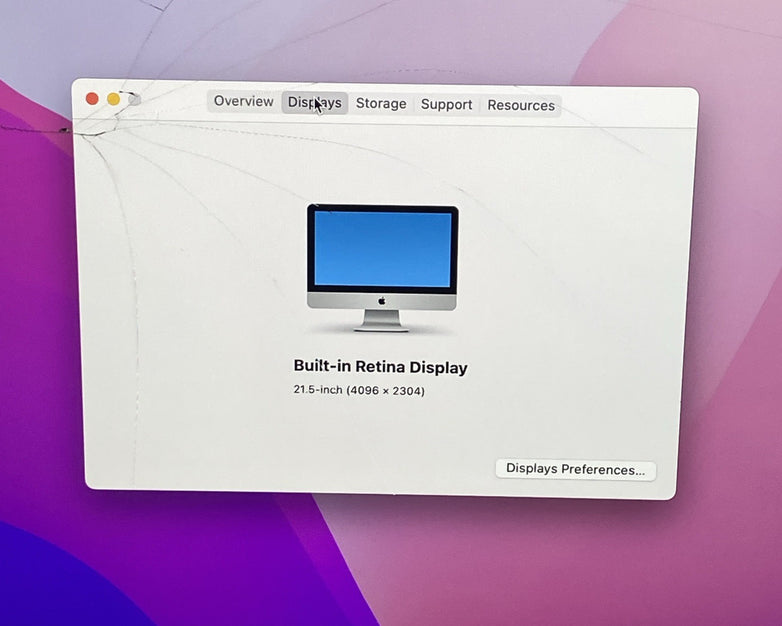 Apple A1418 iMac Retina 4k 21.5" 2015 3.1GHz i5 16GB RAM 1TB HDD Fusion -Cracked