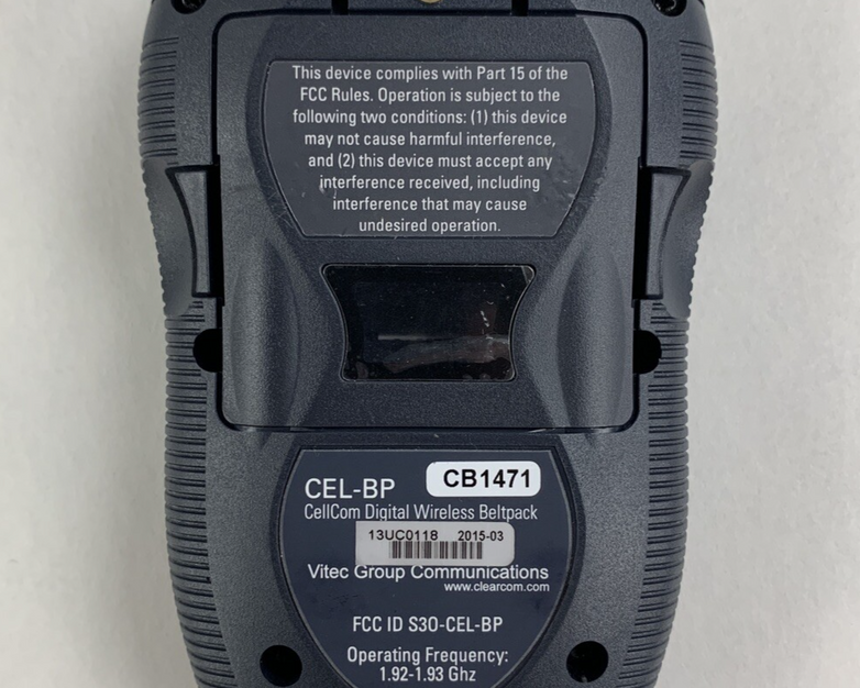 Clear-Com CEL-BP Cellcom Digital Wireless Beltpack Power Tested
