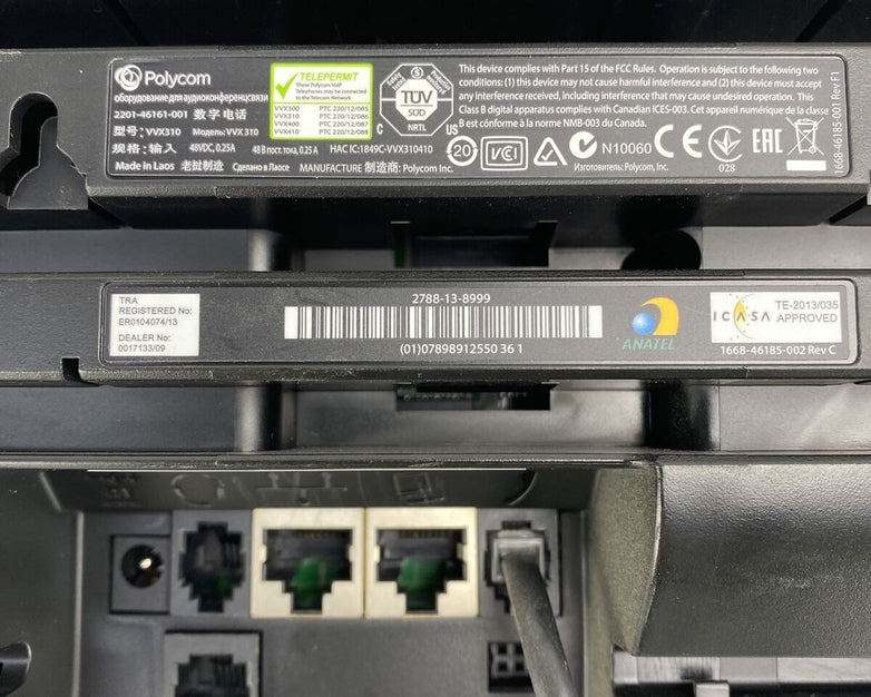Polycom 2201-46161-001 VVX 310 IP VOIP 6 Line SIP POE Telephone NO AC ADAPTER