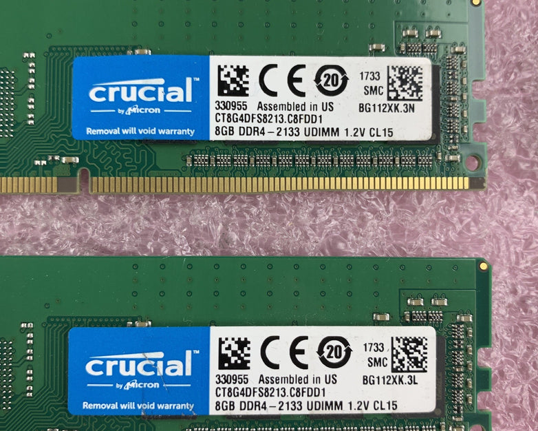 Crucial CT8G4DFS8213.C8FDD1 8 GB DDR4 Ram Memory2133 UDIMM 1.2V Lot of 8