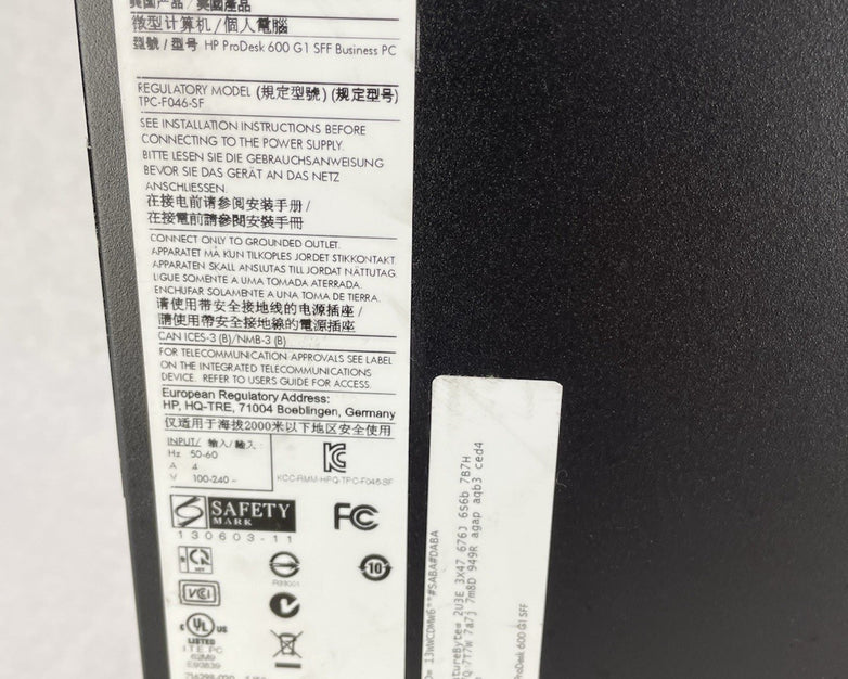 HP ProDesk 600 G1 SFF Intel Core i3-4160 3.00 GHz 4 GB RAM DVDRW No HDD No OS