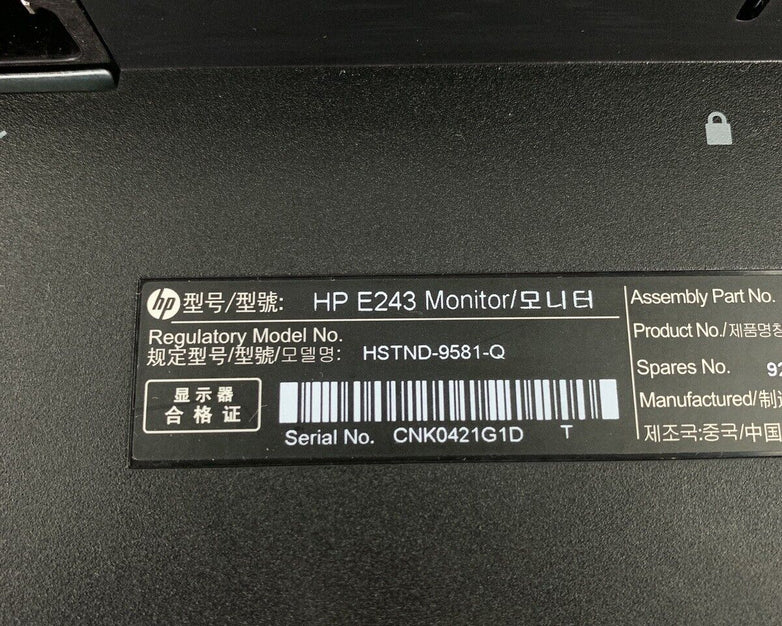 HP HSTND-9581-Q 23.8" VGA HDMI Display Port Monitor 1920x1080 Full HD @ 60Hz