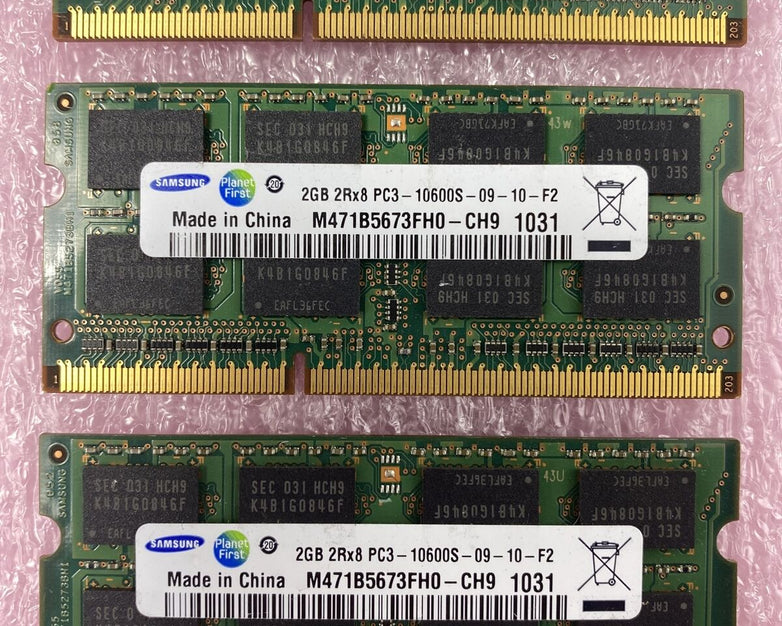 Lot ( 4 ) 2GB Samsung M471B5673FH0-CH9 2Rx8 PC3-10600S Laptop Memory RAM