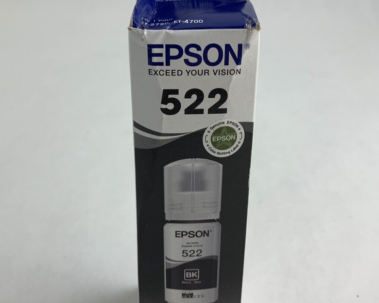 Epson 522 Ecotank T522120-S Black Ink Bottle 65mL Exp 02/2026 OEM Sealed