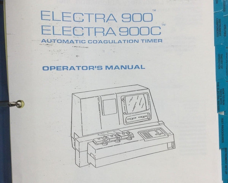 Medical Laboratory Operators Manual for Electra 900 and 900C