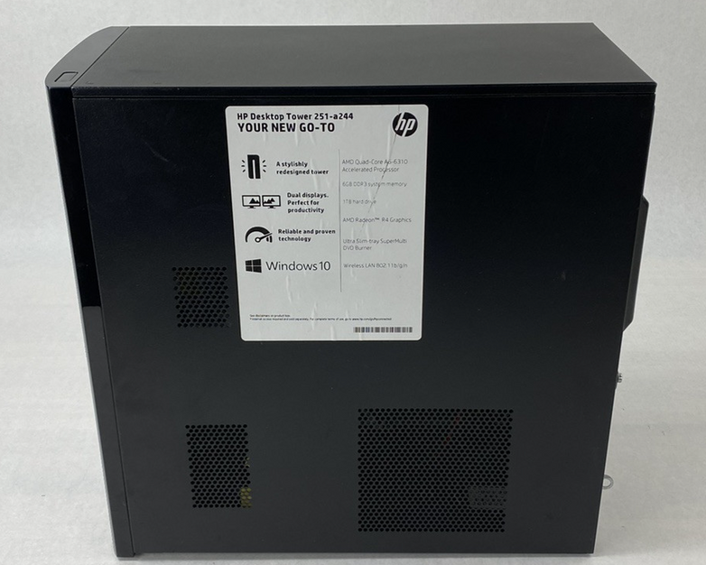HP 251-A244 MT AMD A6-6310 1.80GHz 6GB RAM No HDD No OS No PSU/AC Adapter