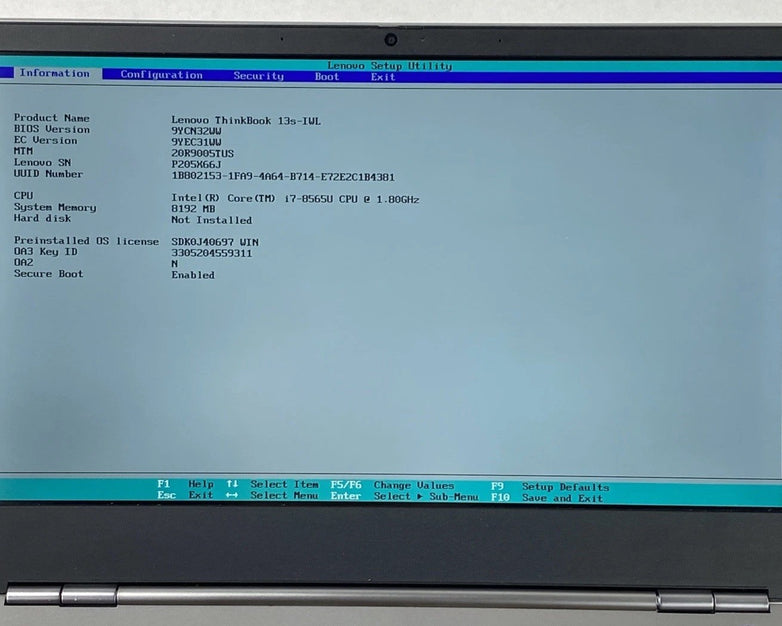 Lenovo ThinkBook 13s-IWL i7-8565U 1.8GHz 8GB RAM 13.3" No Battery No HDD No OS
