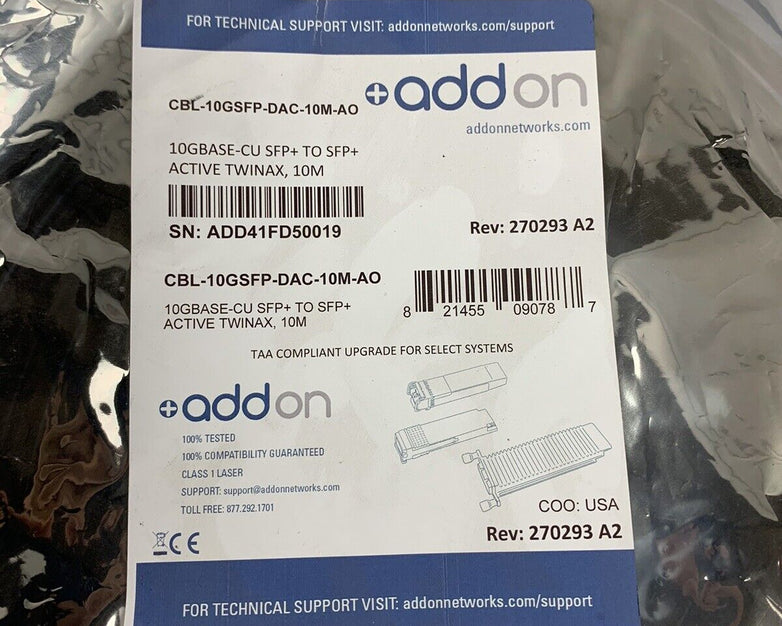Addon 10GBASE-CU Twinax 10M Active Cable AO-ADAC-10GE+10M