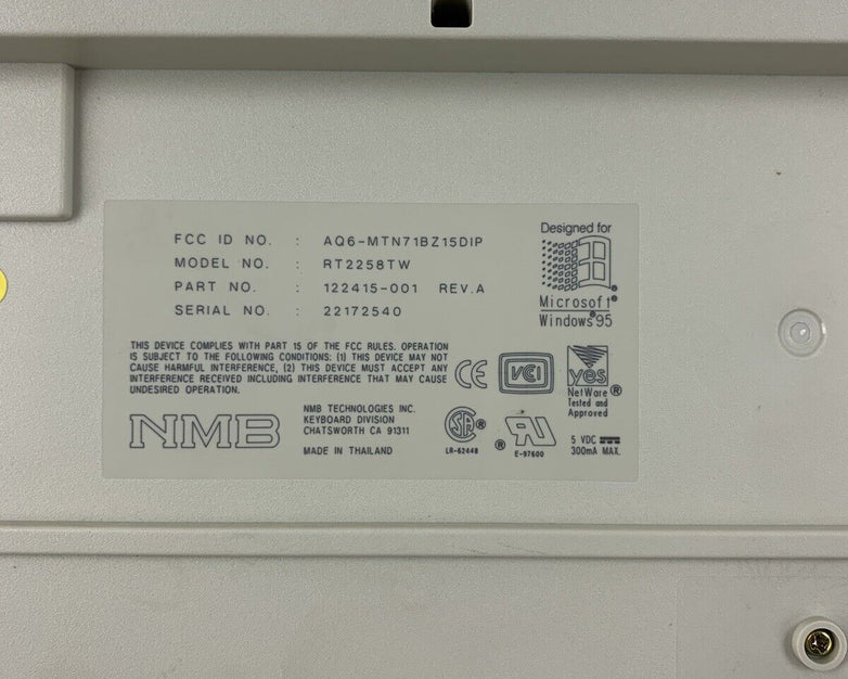 NMB RT2258TW Technologies Wired Keyboard Duracom Tested
