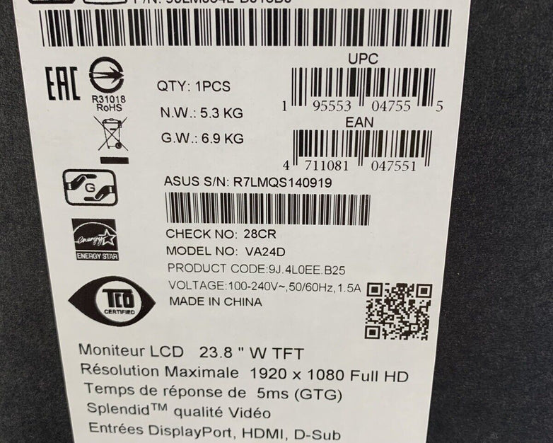 Asus VA24DQSB Monitor 23.8" 1080 Full HD