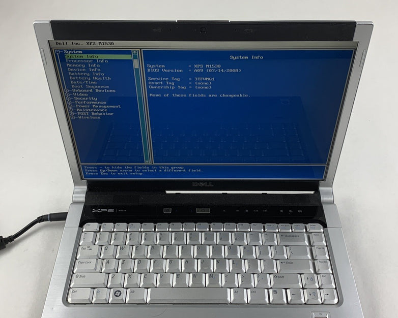 Dell XPS M1530 Core 2 Duo 00010676 2.4 GHz 2 GB No OS No HDD No Batt No AC