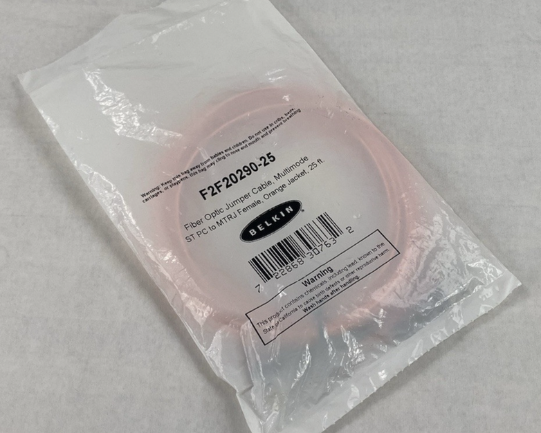 Belkin F2F20290-25 Fiber Optic Jumper Cable Multimode ST PC to MTRJ Female 25Ft