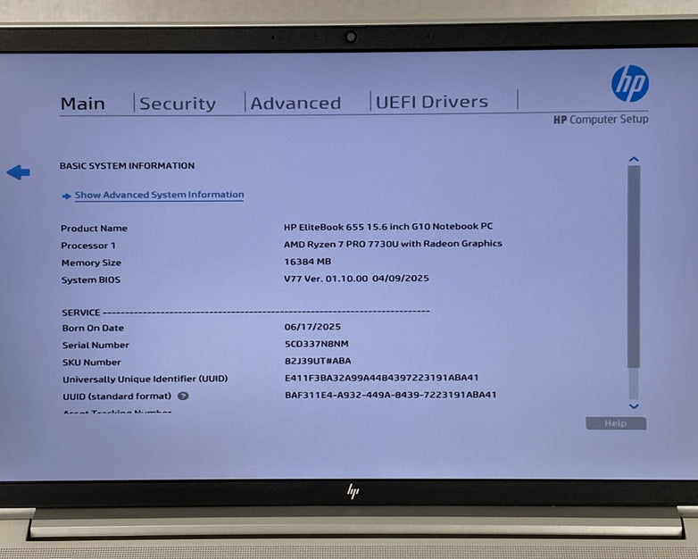 HP EliteBook 655 G10 AMD Ryzen 7 Pro 7730U 2.00 GHz 16GB RAM 15.6" No HDD No OS