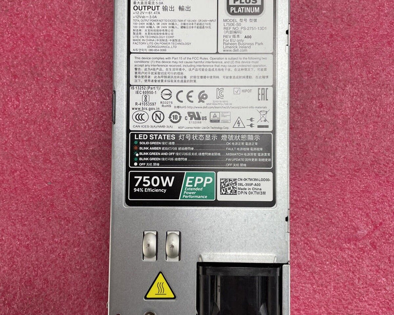 Dell L750E-S0 KTW3M Switching Power Supply 80 Plus Platinum