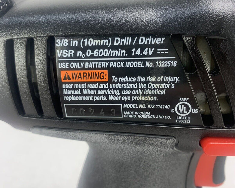 Craftsman 14.4 Volt Drill 1322518  w/ Flashlight No Battery