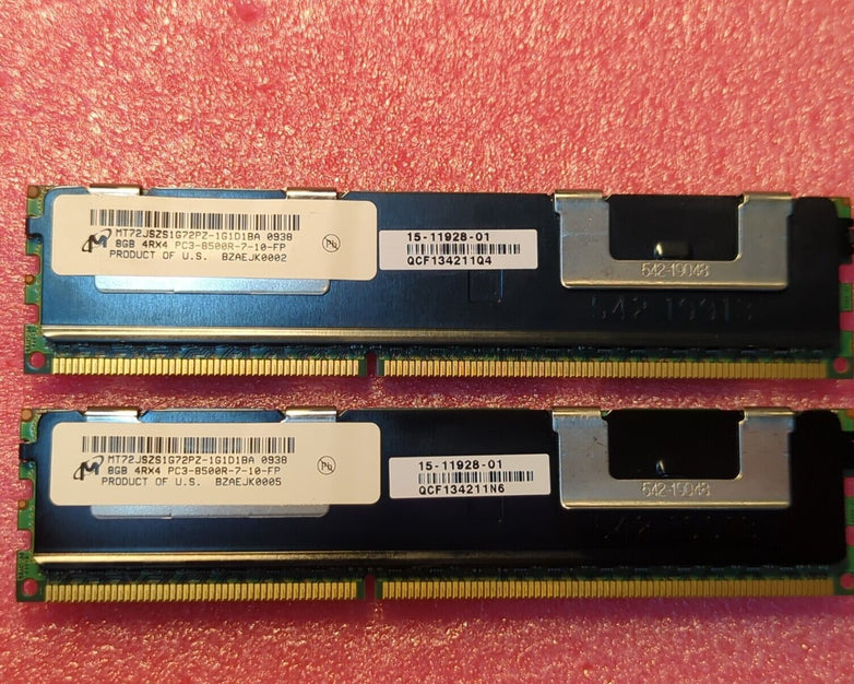2x8GB 16GB Kit Micron DDR3 4Rx4 PC3-8500R Server Memory DIMM MT72JSZS1G72PZ